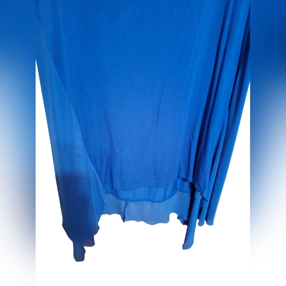 Cupio Royal Blue Asymmetrical Tunic Top Flowy Layered Ladies Large Boho ARTSY - Picture 2 of 3